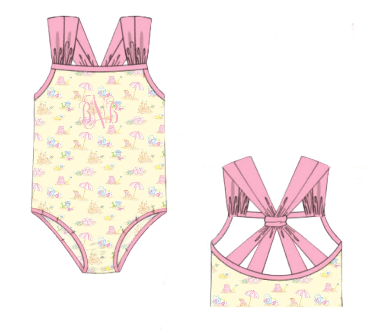 PO46 Beach Toile Swim Girl 1pc.