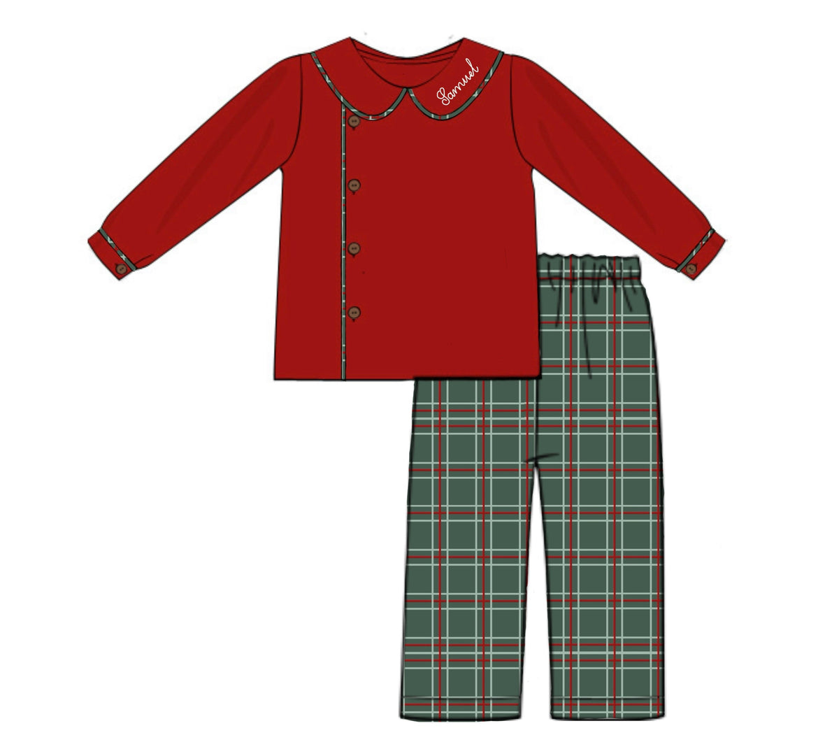 PO54 Plaid & Pearls Pant Set