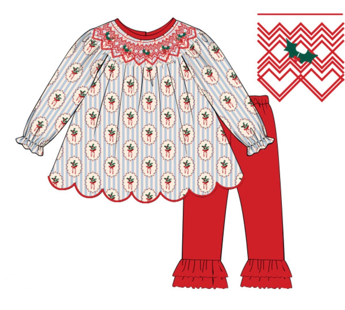 PO54 For the Girls - Blue Christmas Legging Set