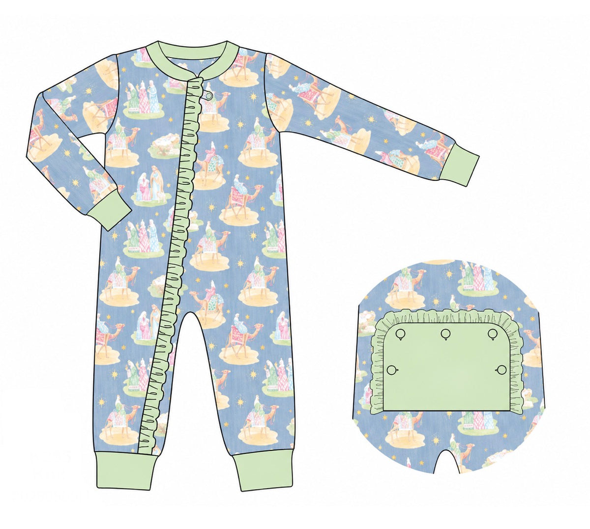PO54 Nativity Pajamas Girl Zippy