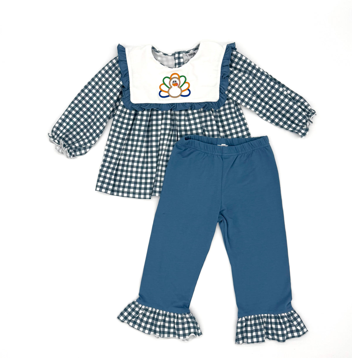 Stone Gingham Turkey Girls Set