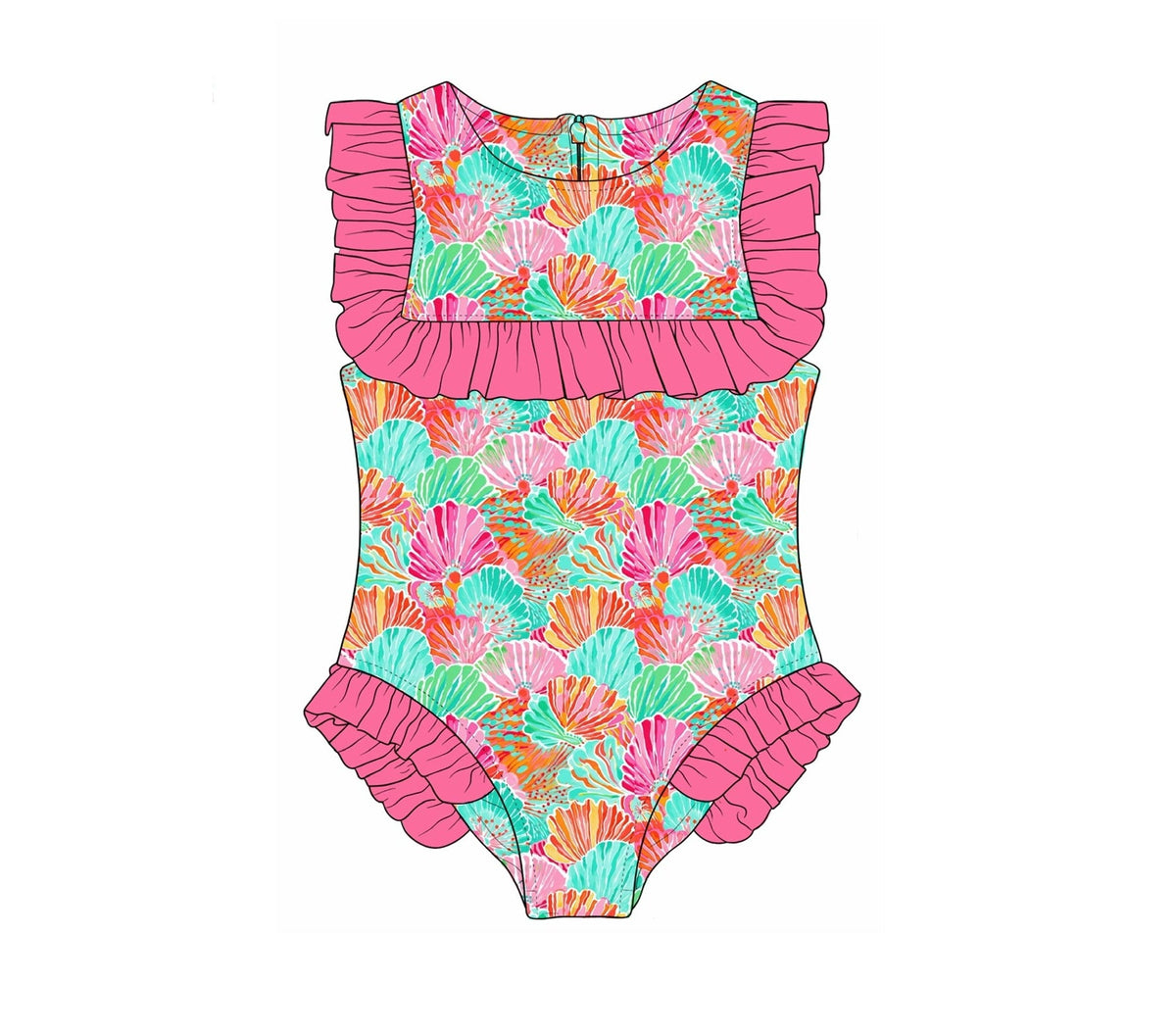 PO48 Neon Shell Swim Girl 1pc.