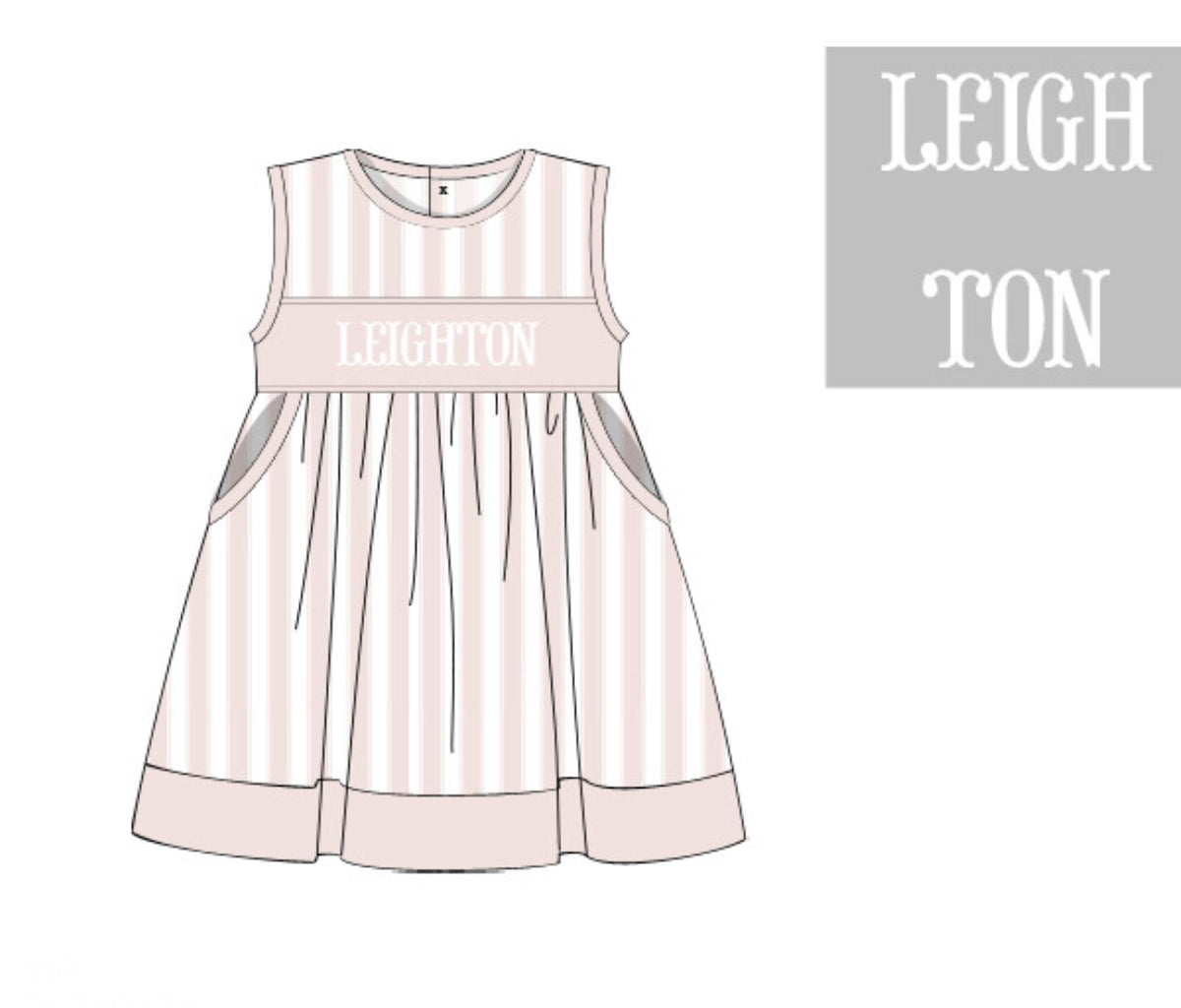 PO46 Cabana Stripe Name Smocks Dress