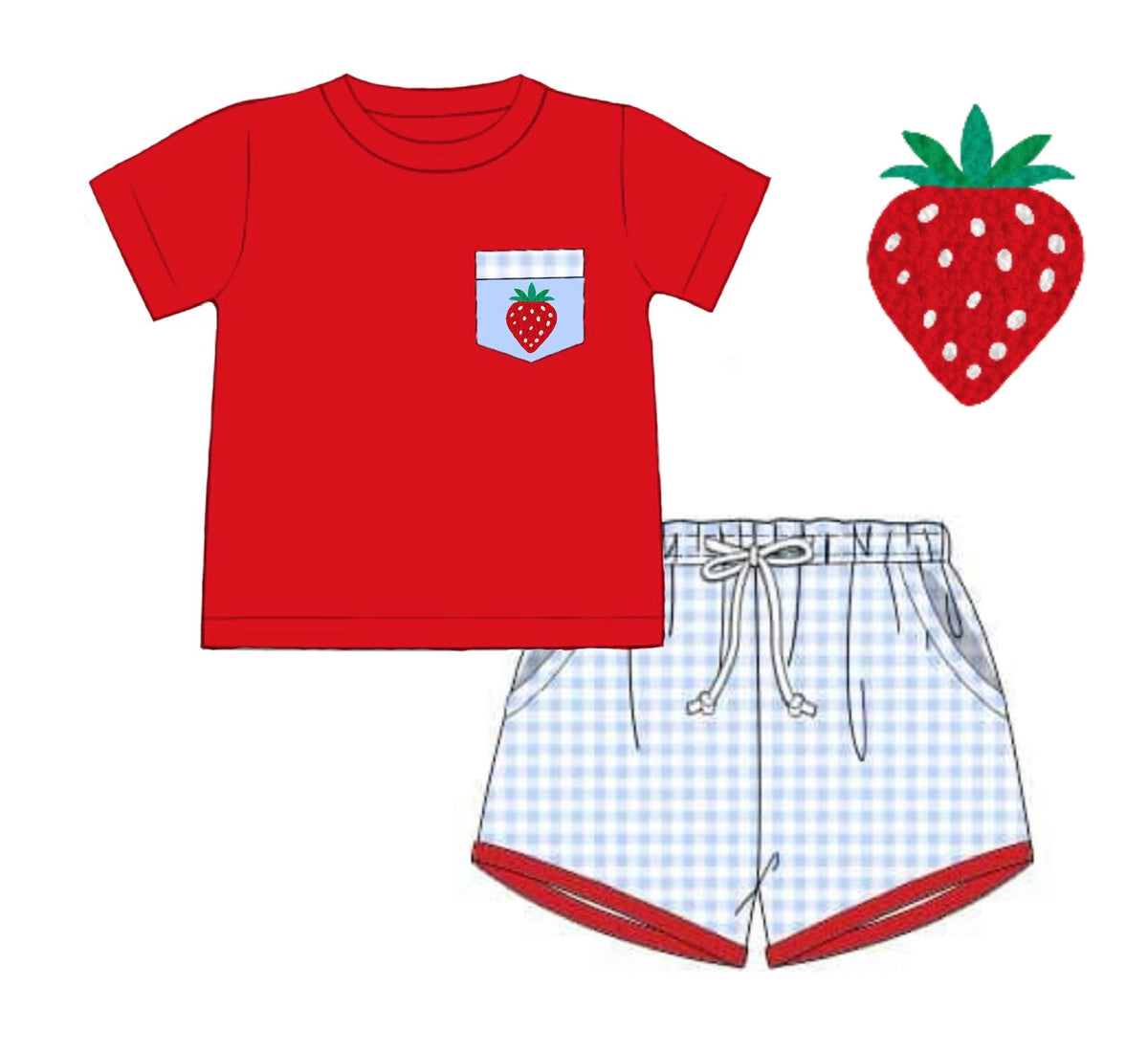 PO46 Strawberry Patch Boy Short Set