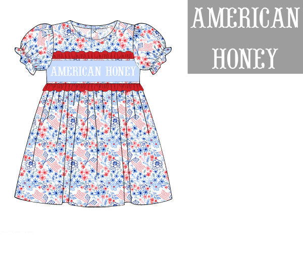 PO48 USA Name Smocks Dress