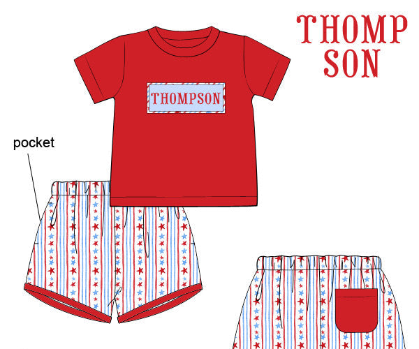 PO48 USA Name Smocks Short Set
