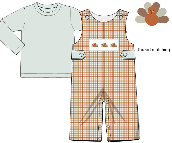PO53 Autumn Plaid Turkeys Longall Set