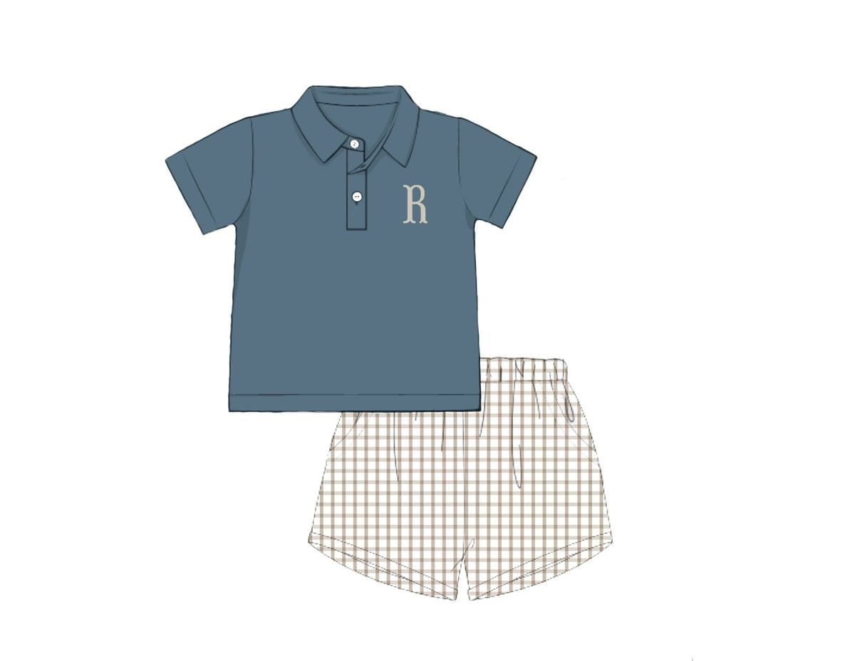 PO50 Bluestone Floral & Gingham Short Set