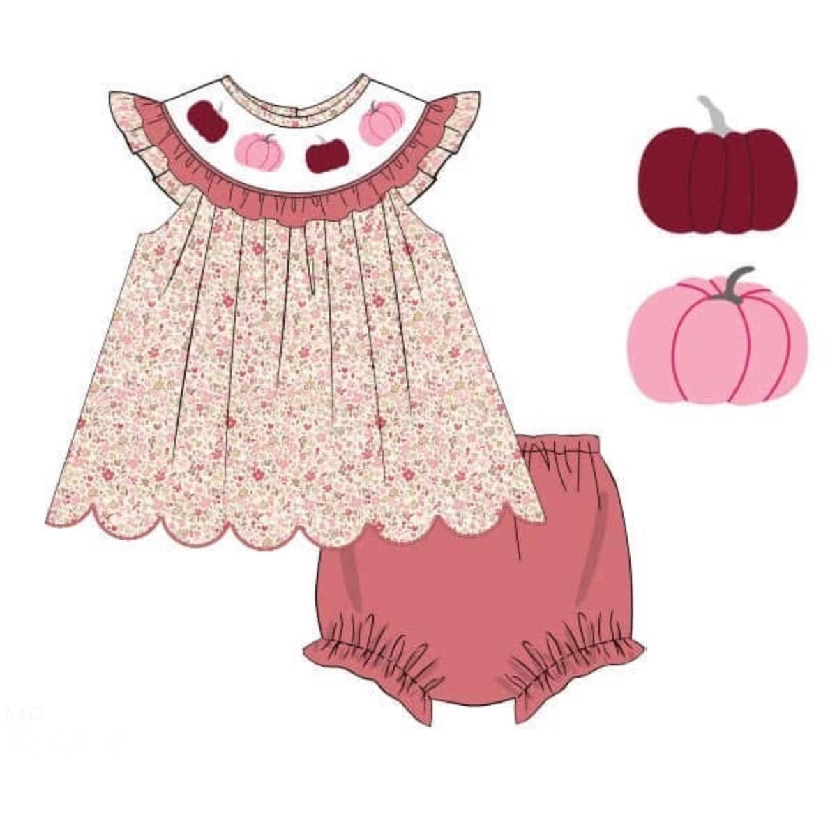 PO51 Burgundy Pumpkins Bloomer Set