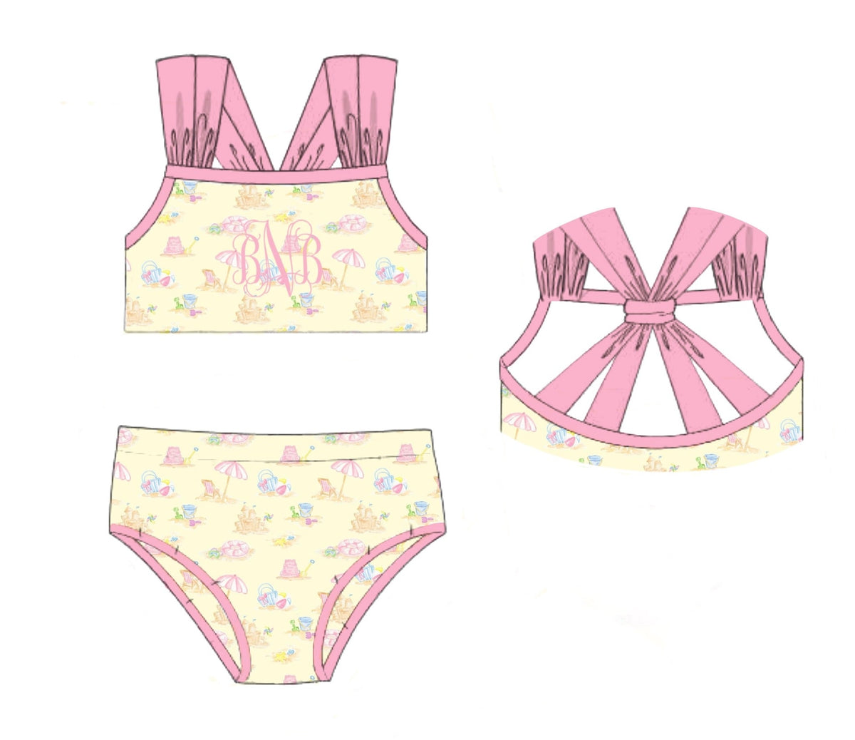 PO46 Beach Toile Swim Girl 2pc.
