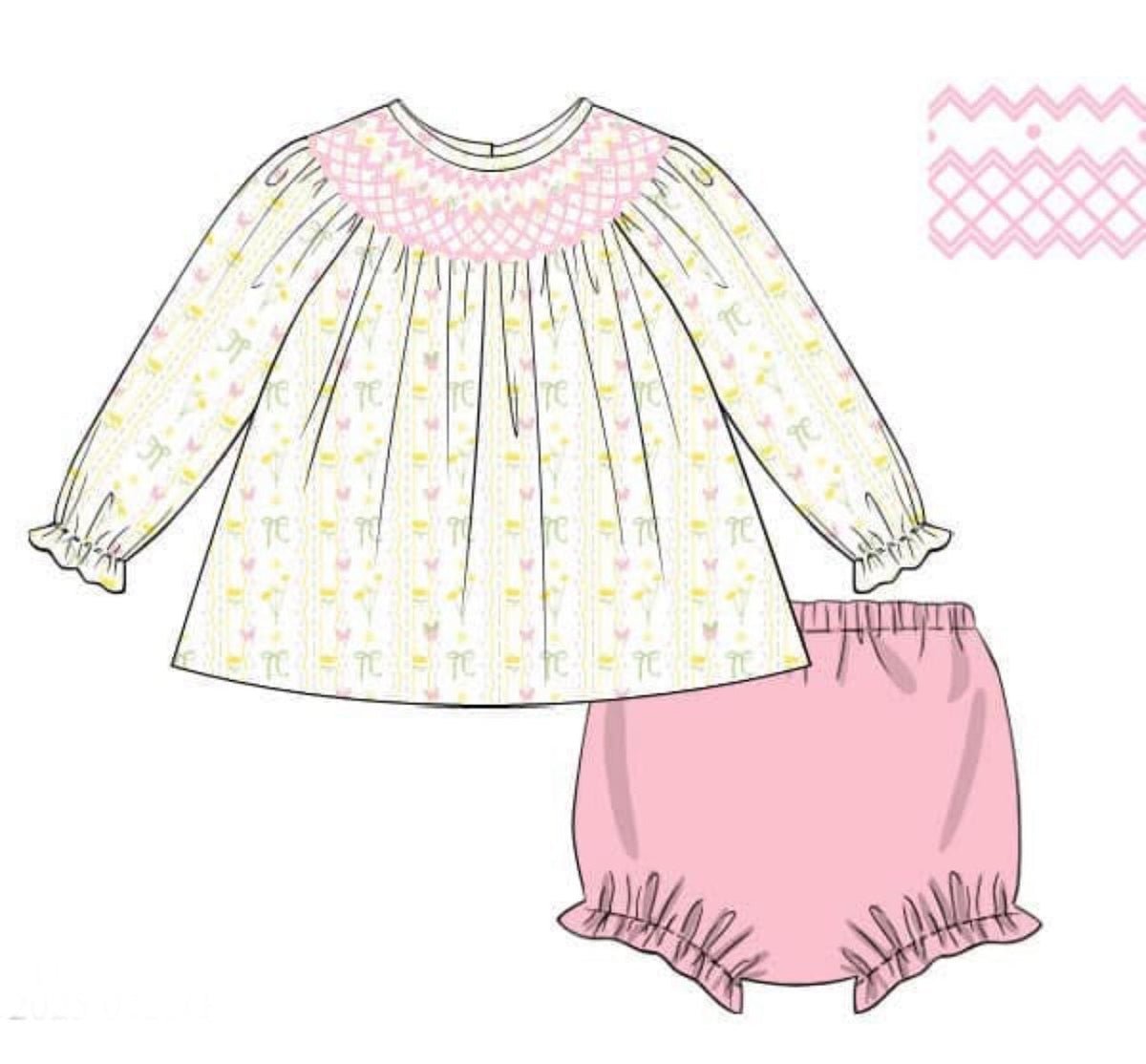 PO44 Sunshine Floral & Stripes Bloomer Set