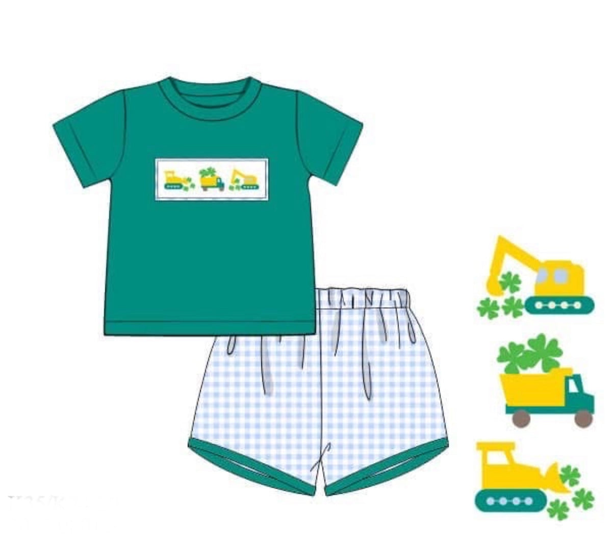 PO44 Shamrocks & Gingham Short Set