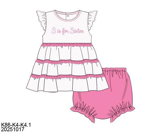 PO49 Bitty Dot Sibling Knits Bloomer Set (5t+ dress length)