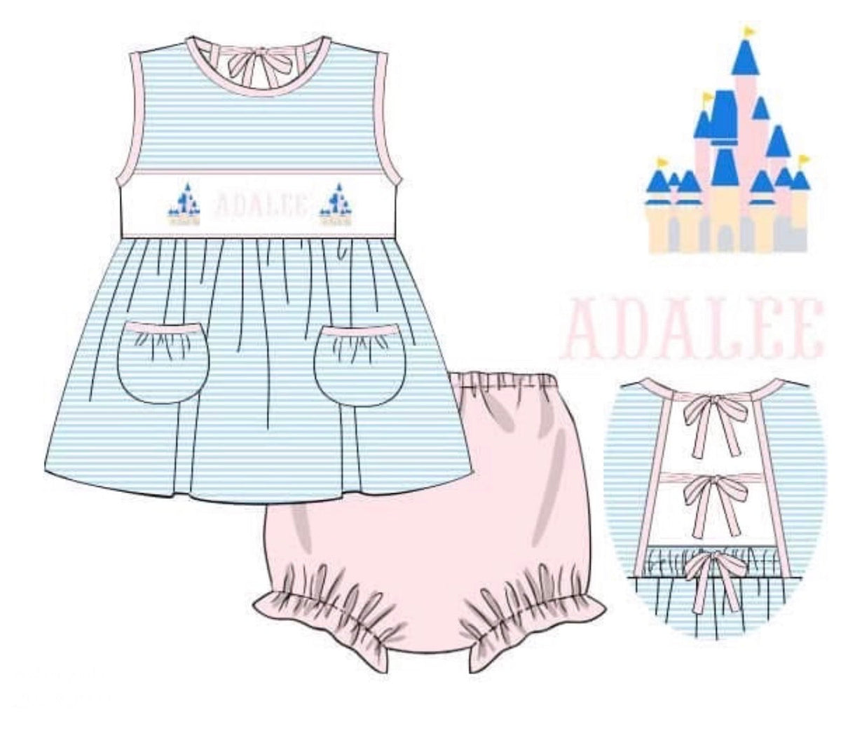 PO50 Most Magical Place Name Smocks Bloomer Set