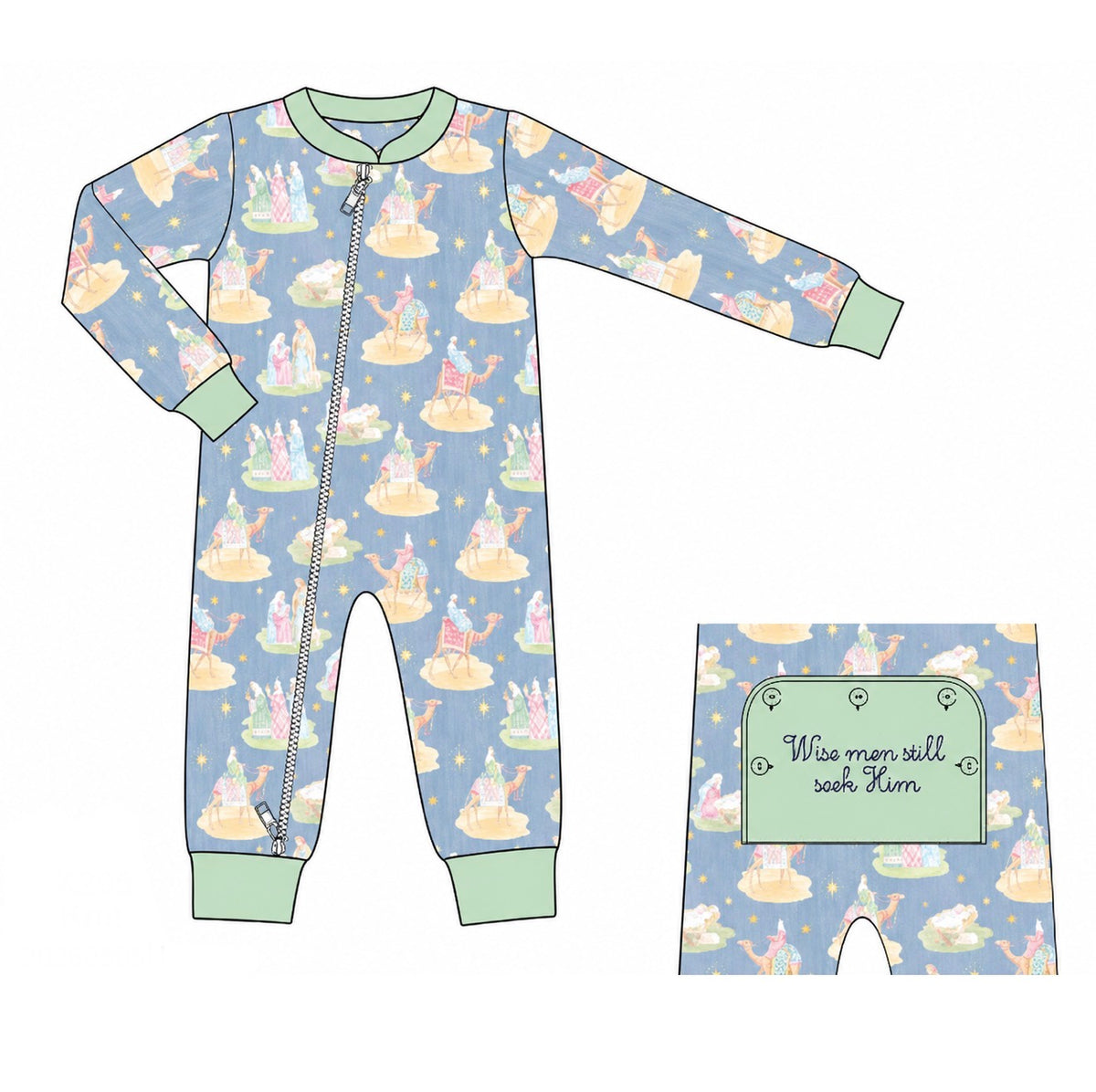 PO54 Nativity Pajamas Boy Zippy