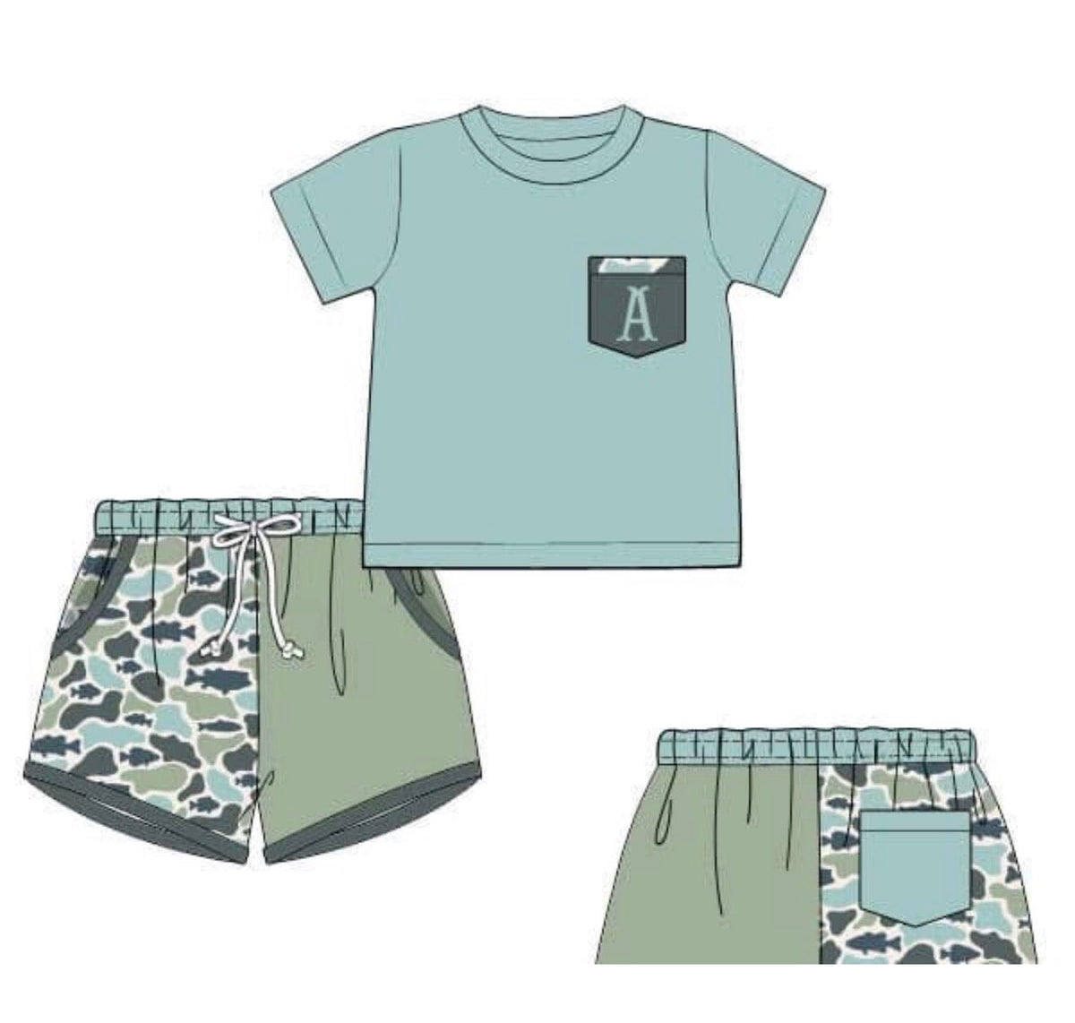 PO49 For the Boys - Camo Colorblock Short Set