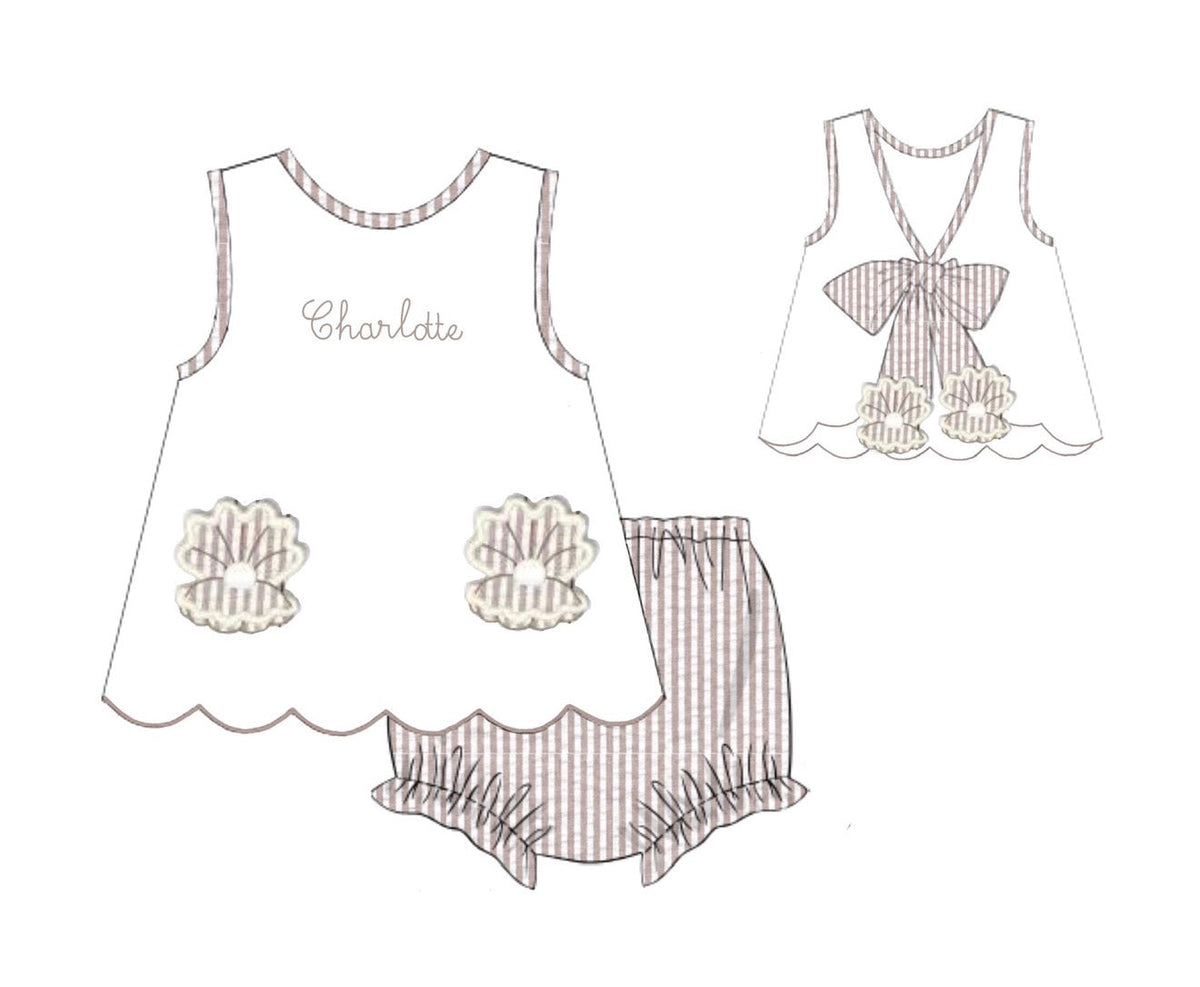PO48 Seersucker Shells Bloomer Set