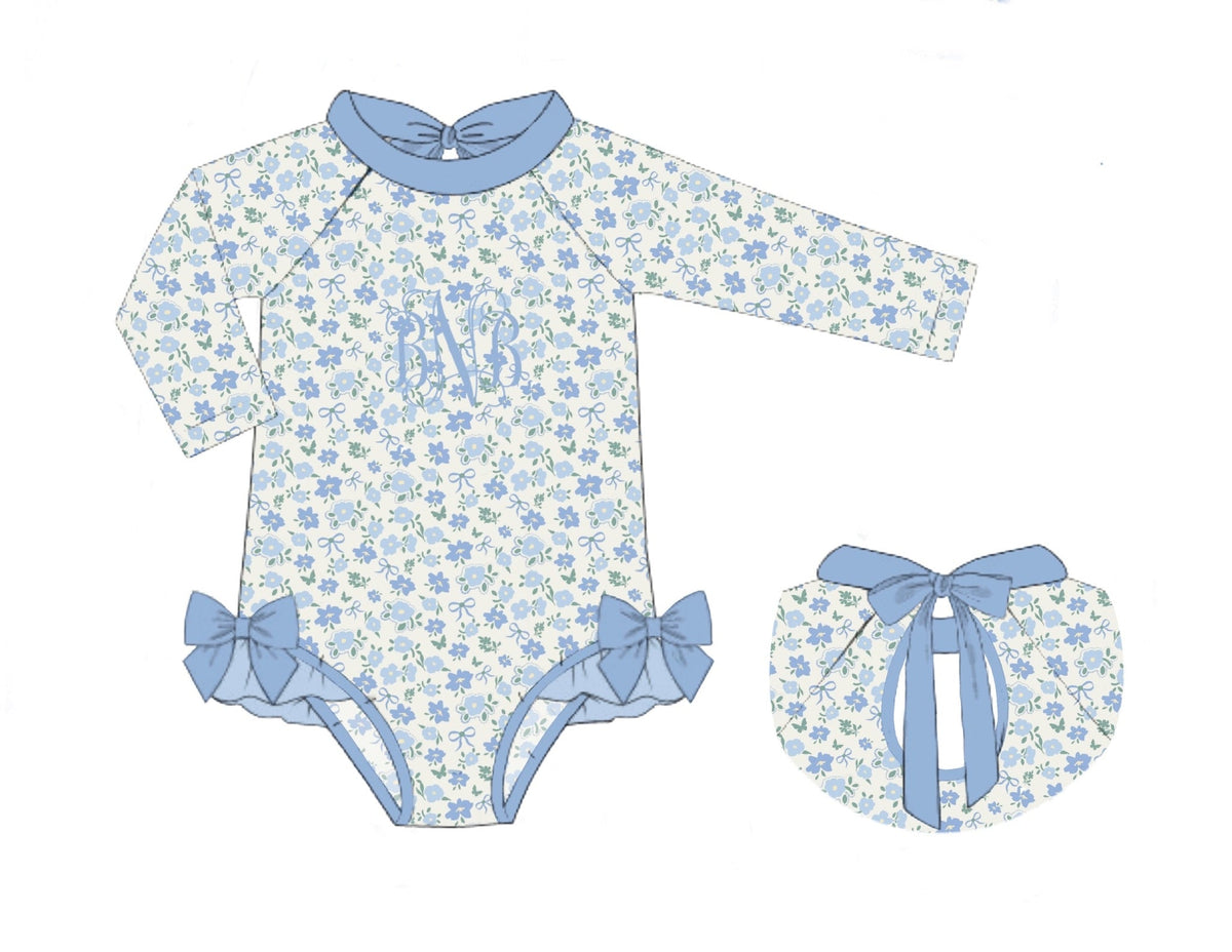 PO48 Harlee Floral & Stripe Swim Girl Rash Guard