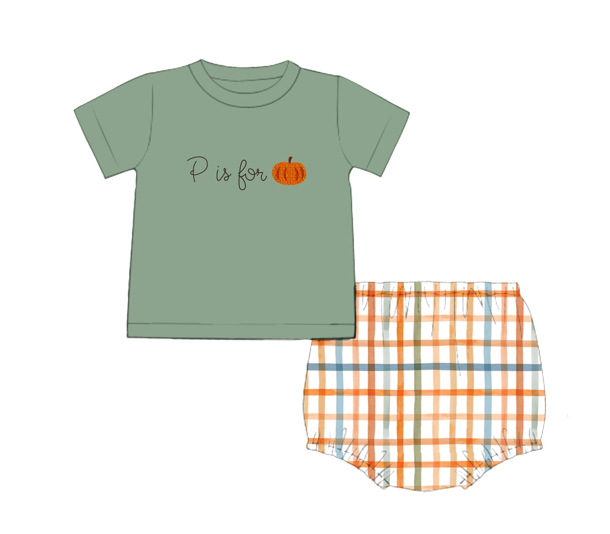 PO51 P is for Pumpkin Diaper Set