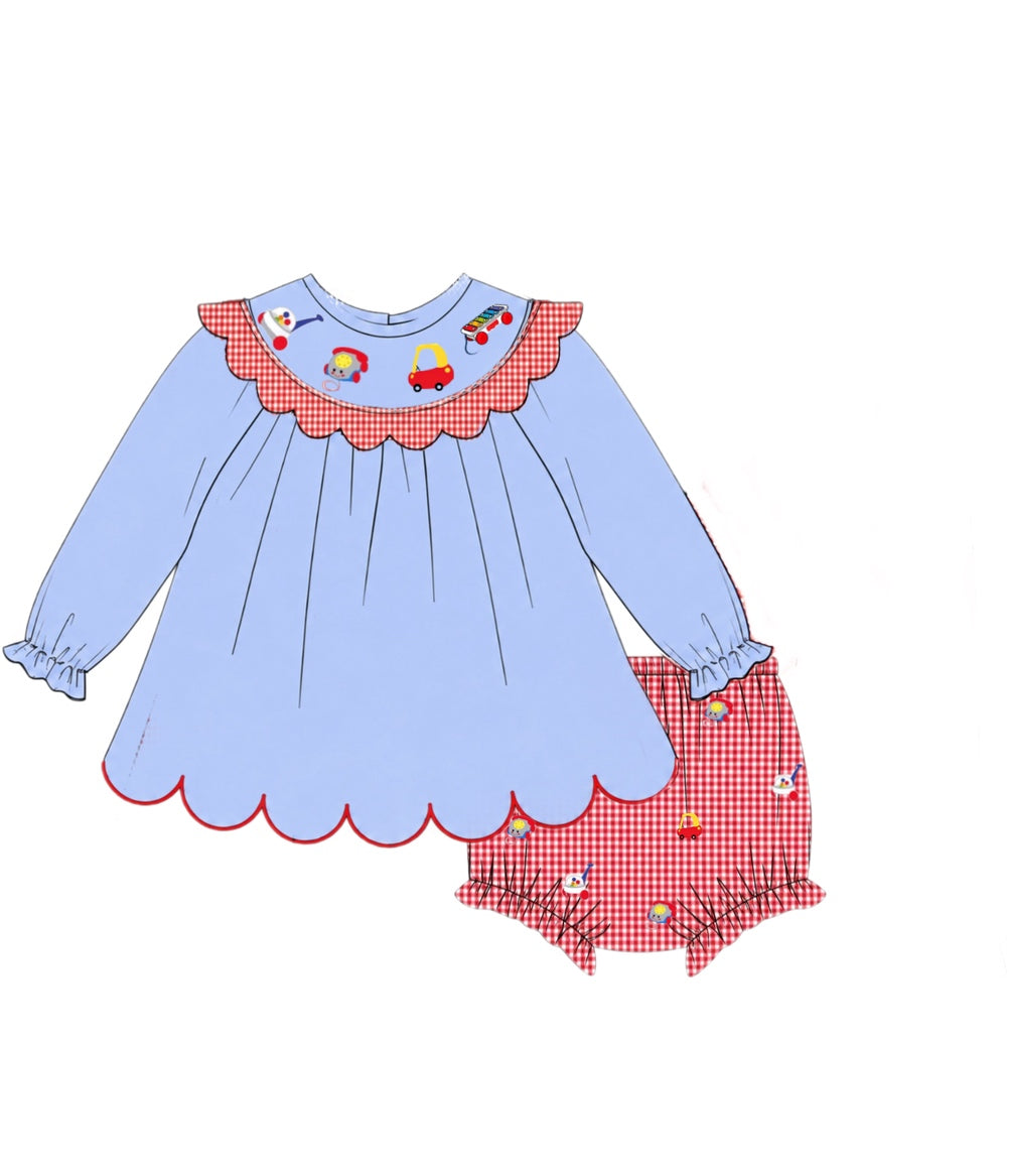 PO55 Smocked Classic Toys Bloomer Set
