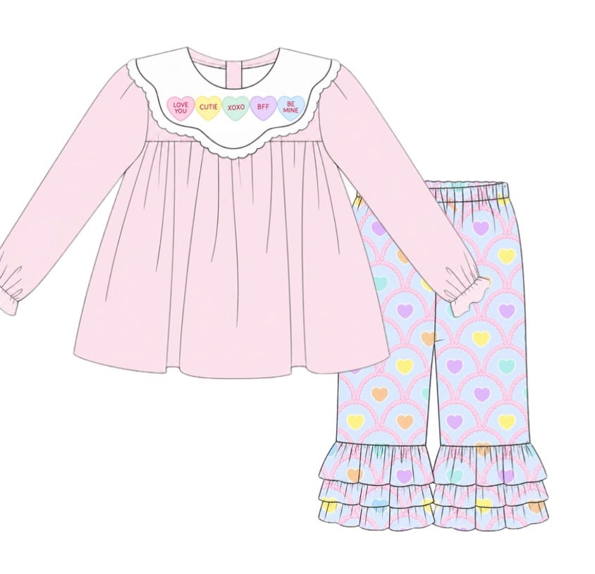 PO56 Pastel Conversation Hearts Girl Pant Set