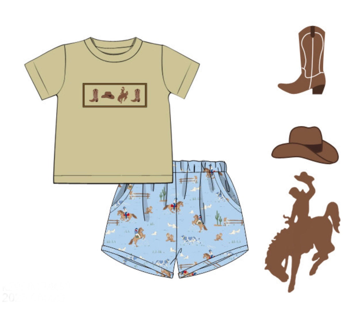 PO49 Down On The Ranch Boy Short Set