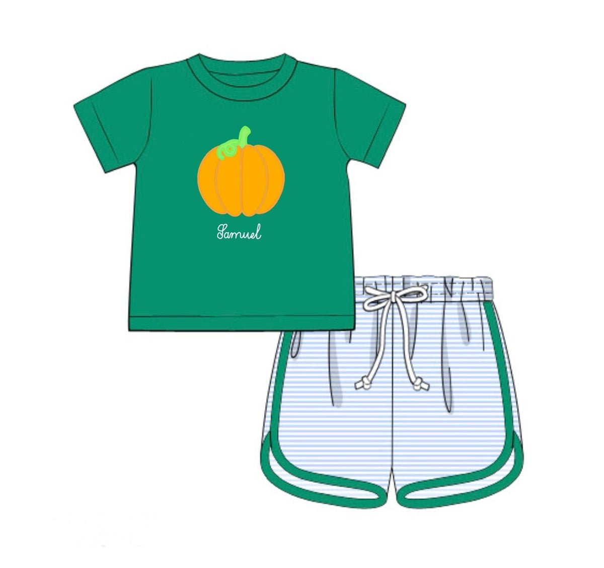 PO51 Appliqué Pumpkins Boy Short Set