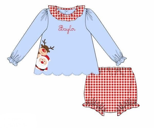 PO54 Santa & Rudolph Bloomer Set White Santa