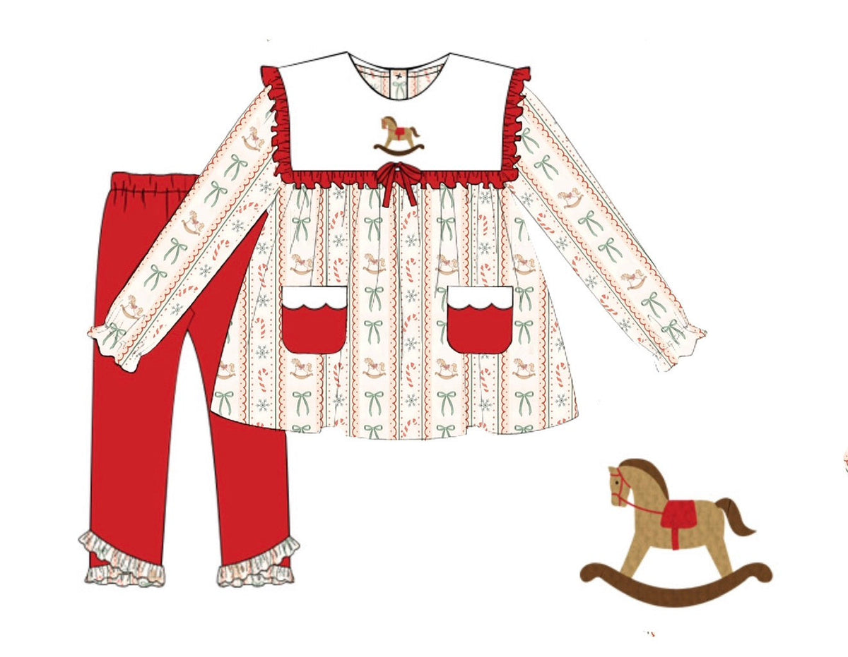 PO54 French Knot Rocking Horses Legging Set