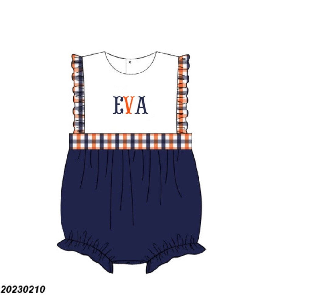 PO50 French Knot Orange & Navy Girl Bubble