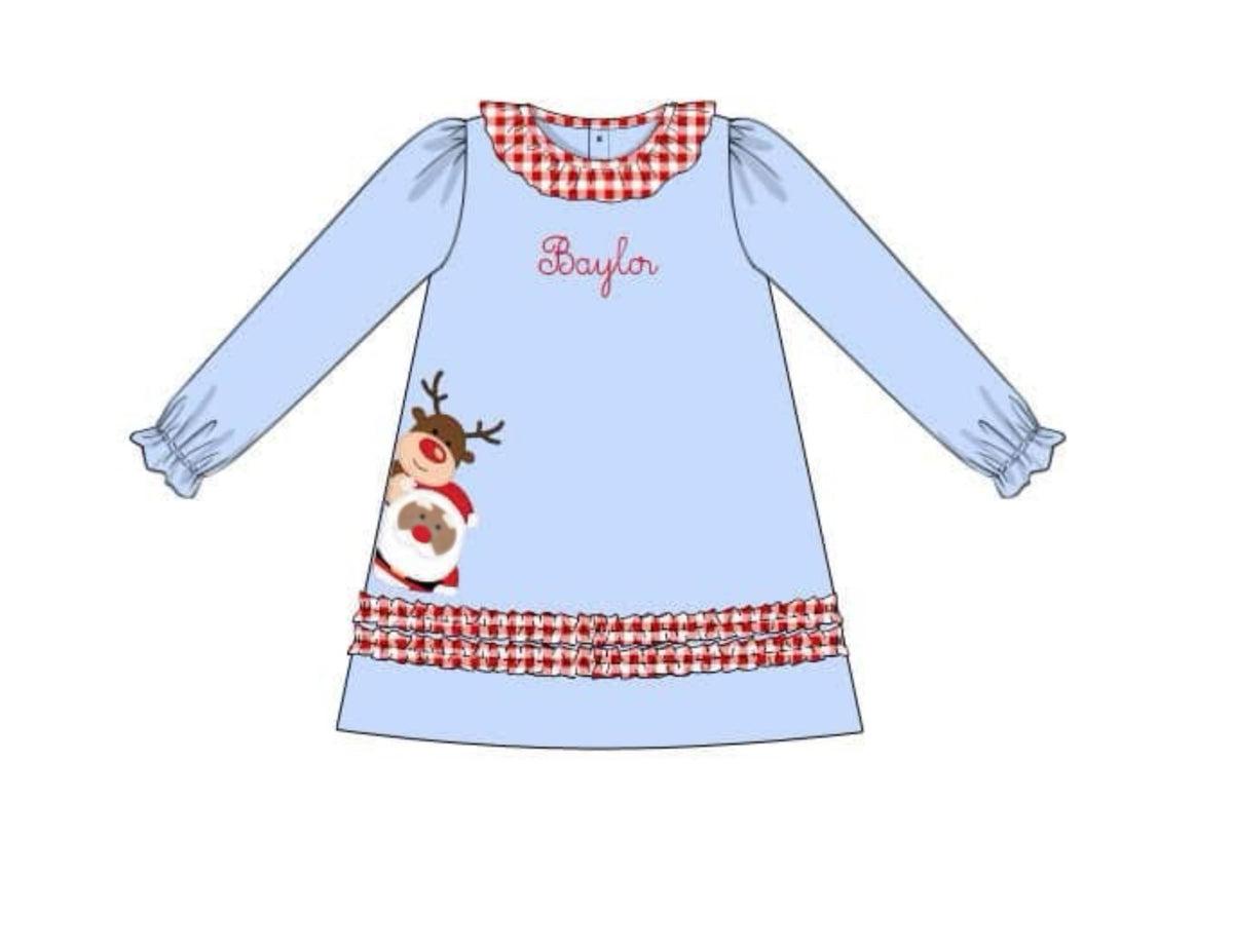 PO54 Santa & Rudolph Dress Brown Santa