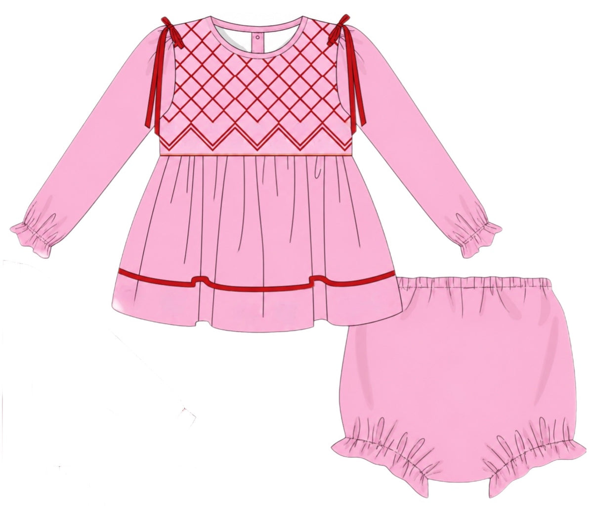 PO56 Girls Only Valentine's Day Pink Satin Bloomer Set 5t+ Dress Length
