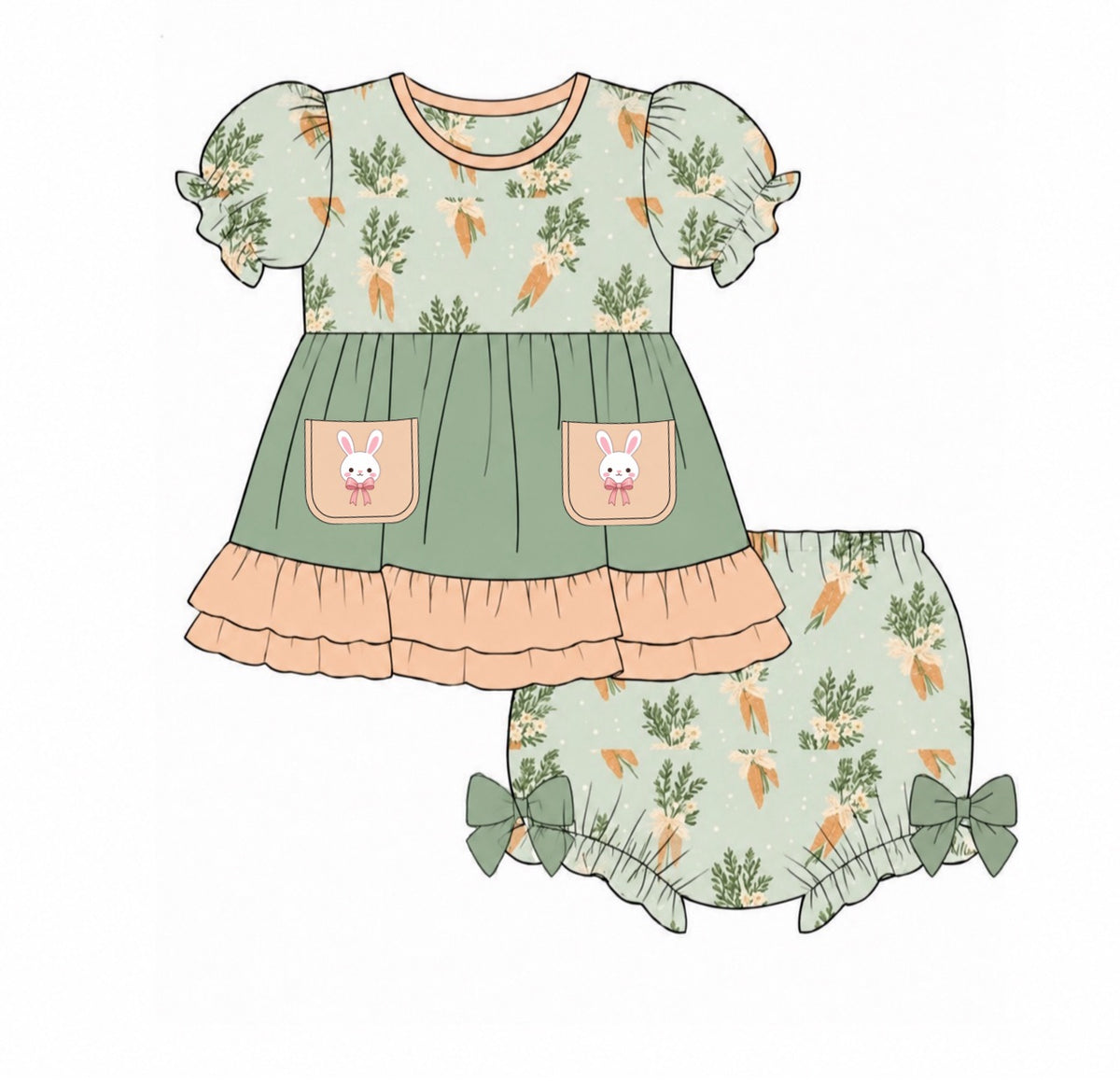 PO57 Carrots & Cars Bloomer Set 5t+ Dress Length