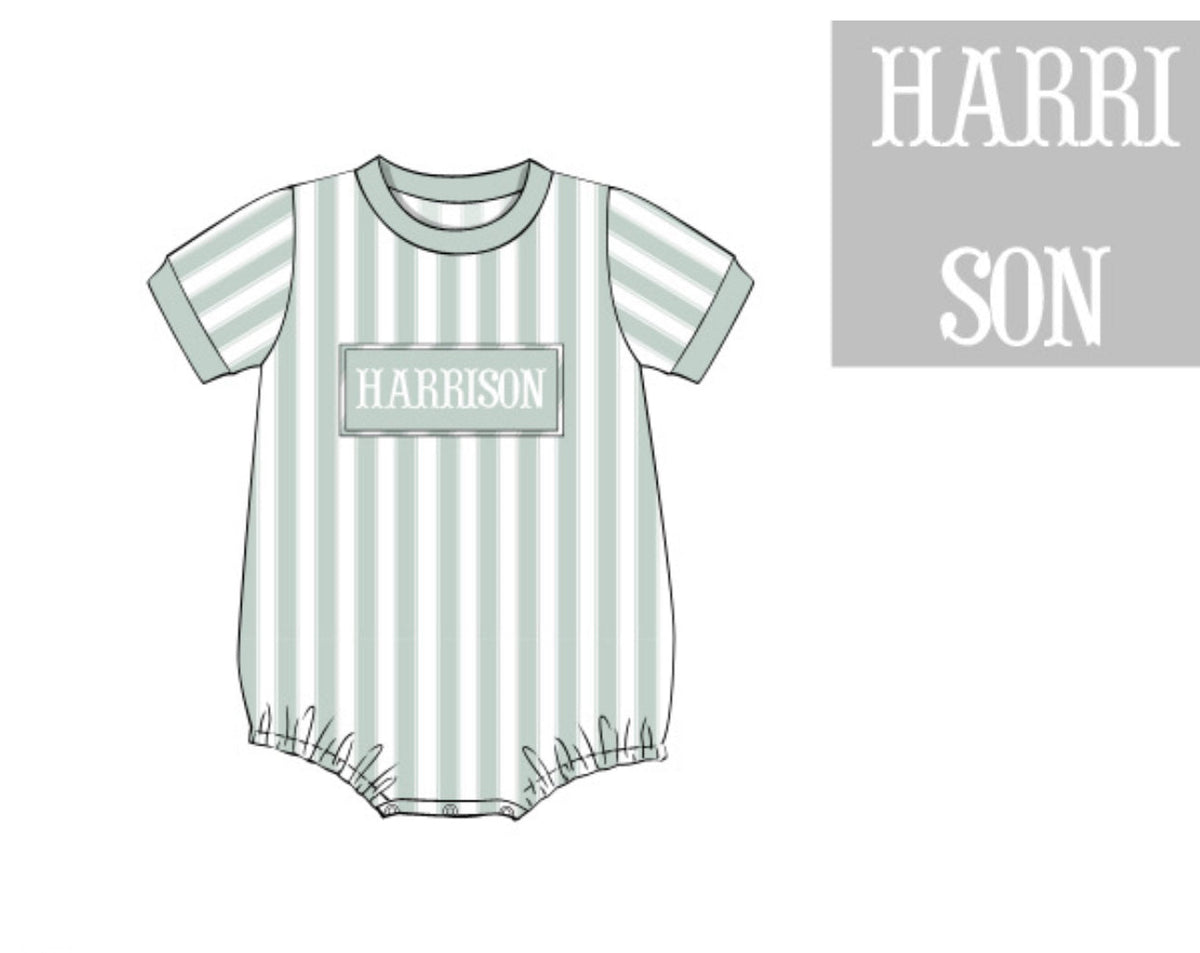 PO46 Cabana Stripe Name Smock Boy Bubble