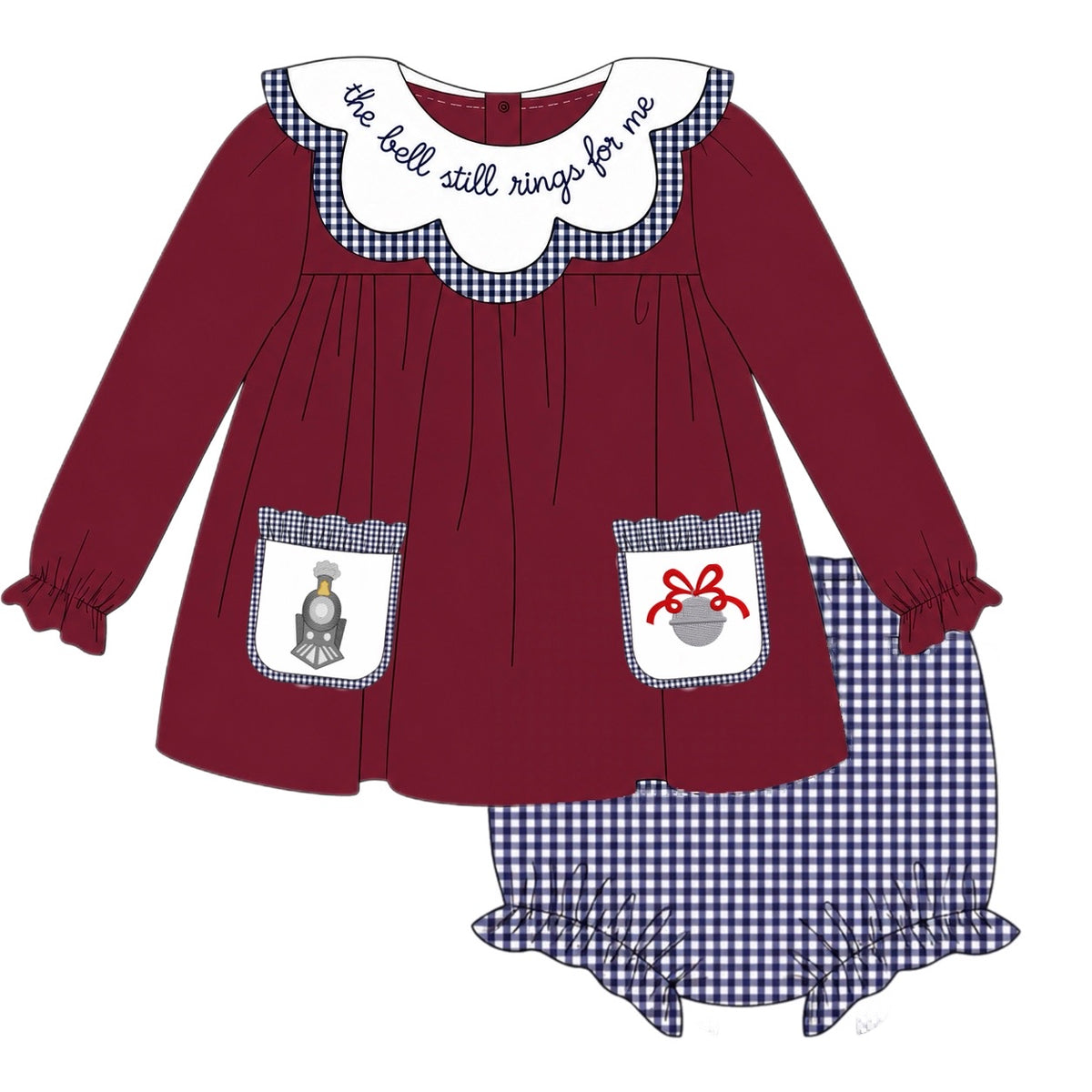 PO54 The Bell Still Rings Bloomer Set (5t+ Dress Length)