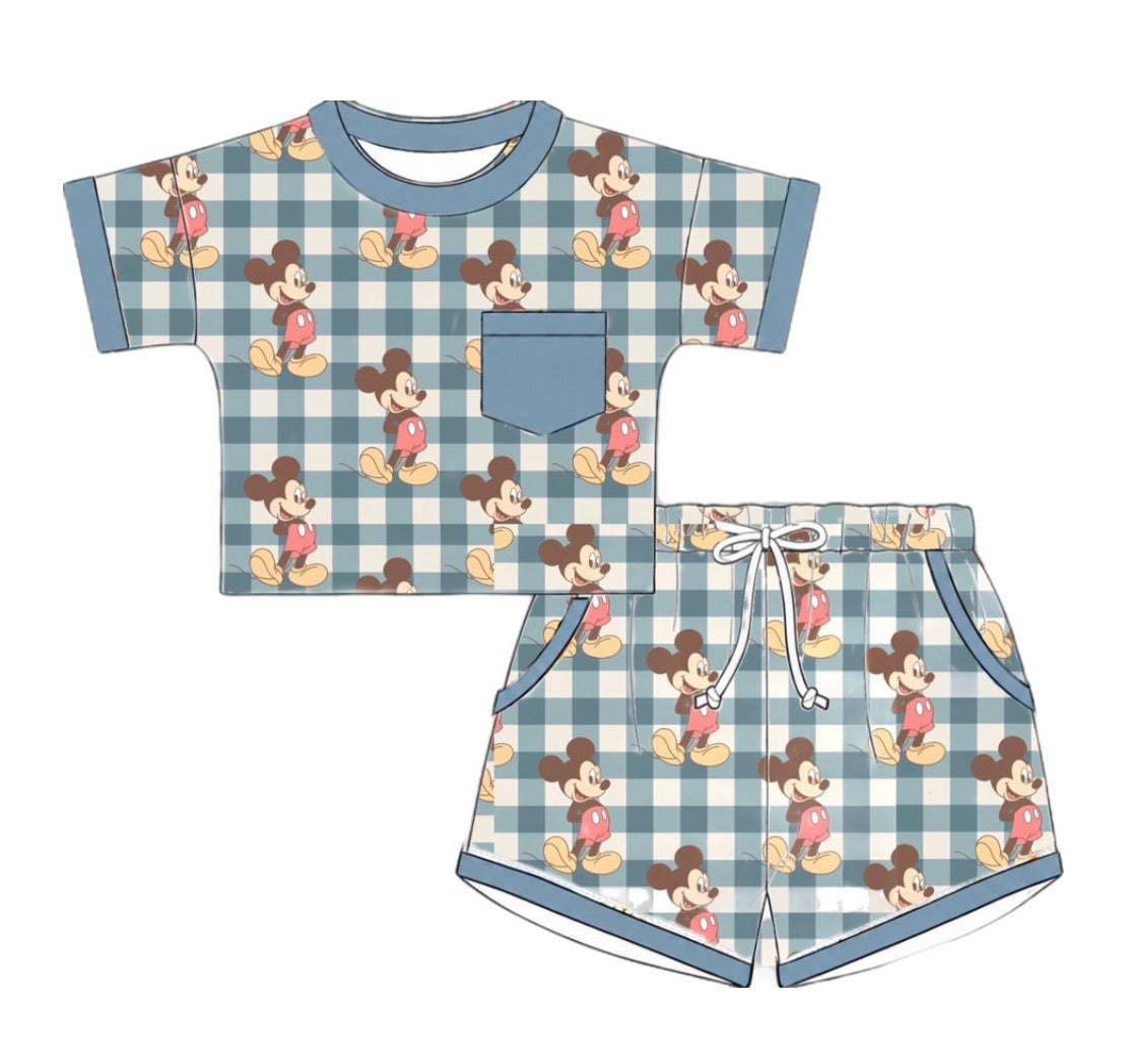 PO58 Boys Loungewear Short Set - Mouse Gingham