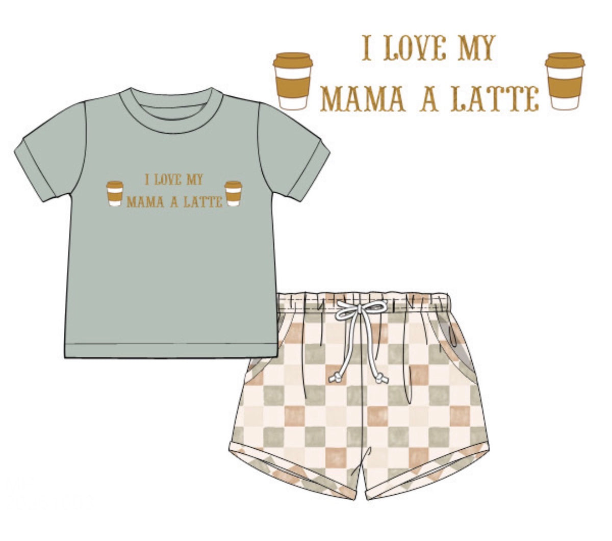 PO58 Love My Mama a Latte Boy Short Set