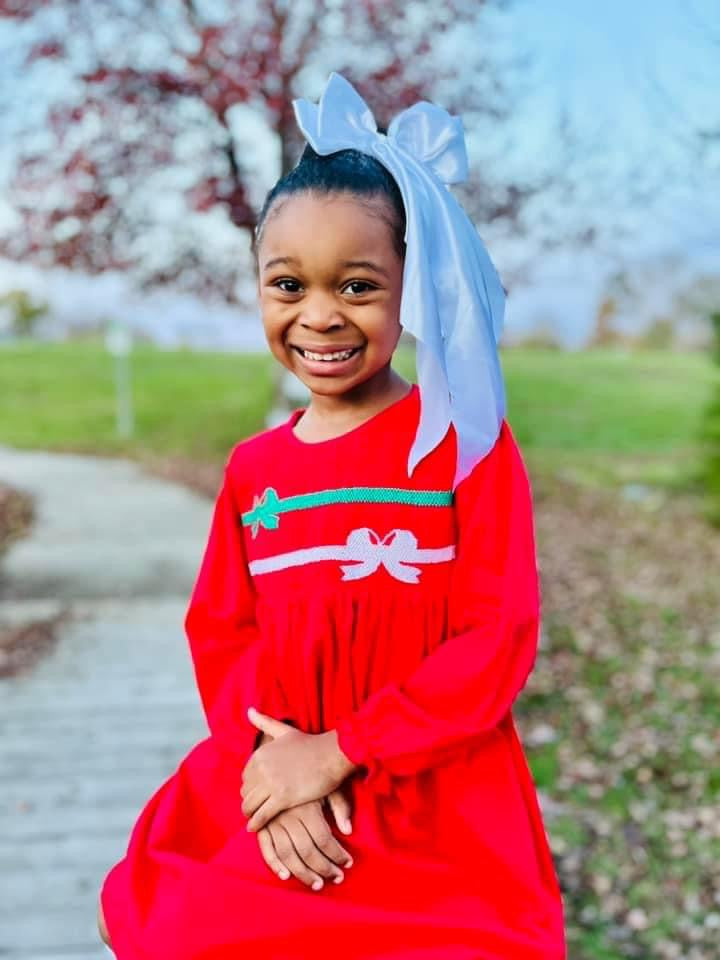 Smocked Red & Green Bows Dress