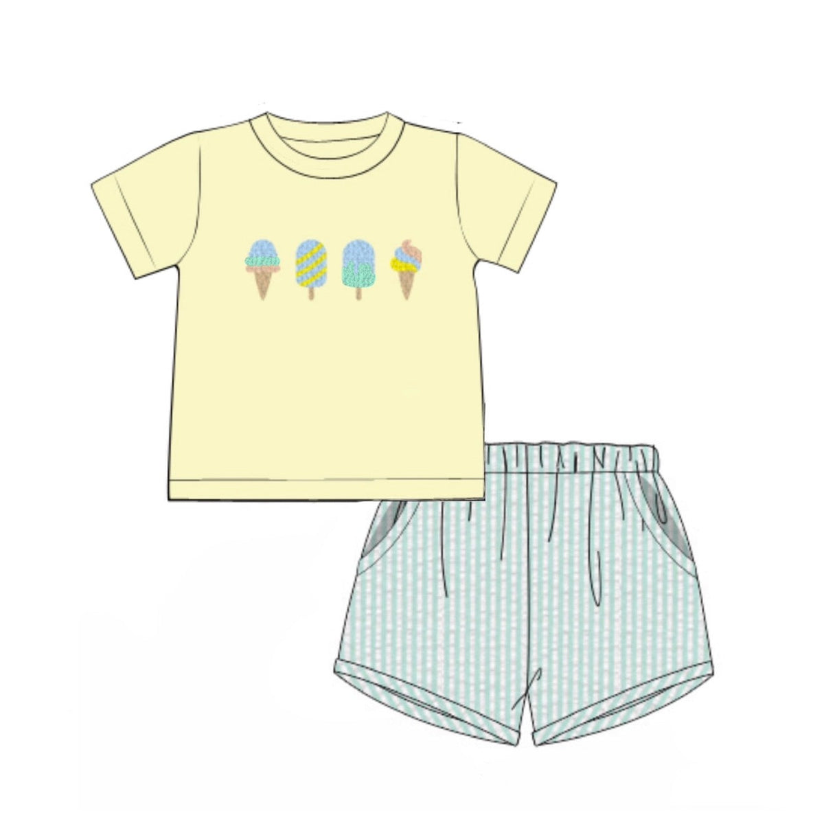 PO48 I Scream For Ice Cream Boy Short Set