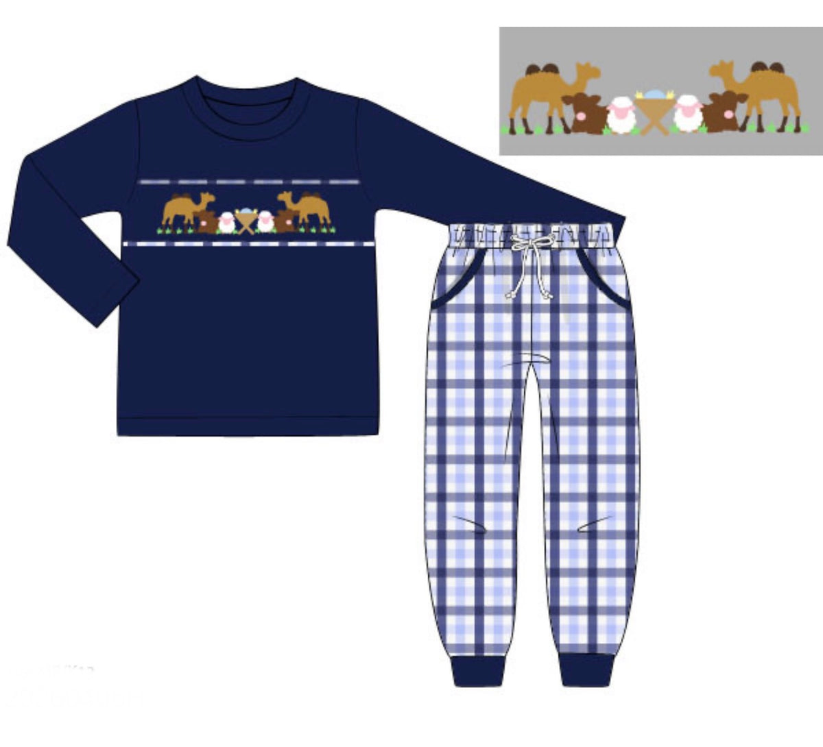 PO54 Smocked Follow the Star Jogger Set