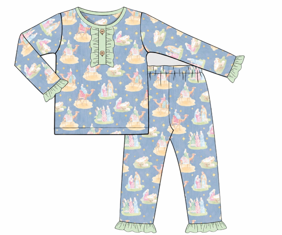 PO54 Nativity Pajamas Girl Set