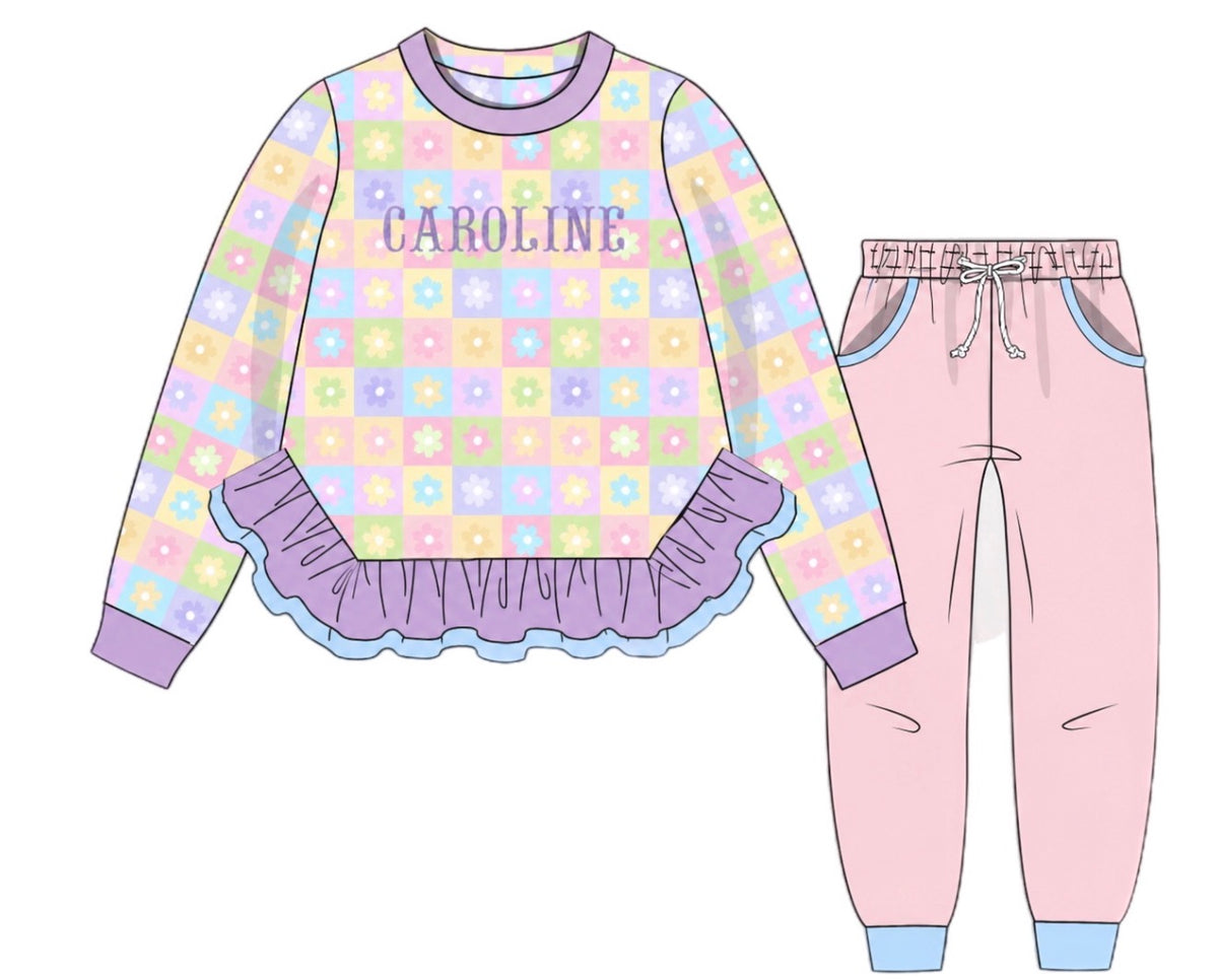 PO55 Winter Jogger Sets - Pastel Flowers