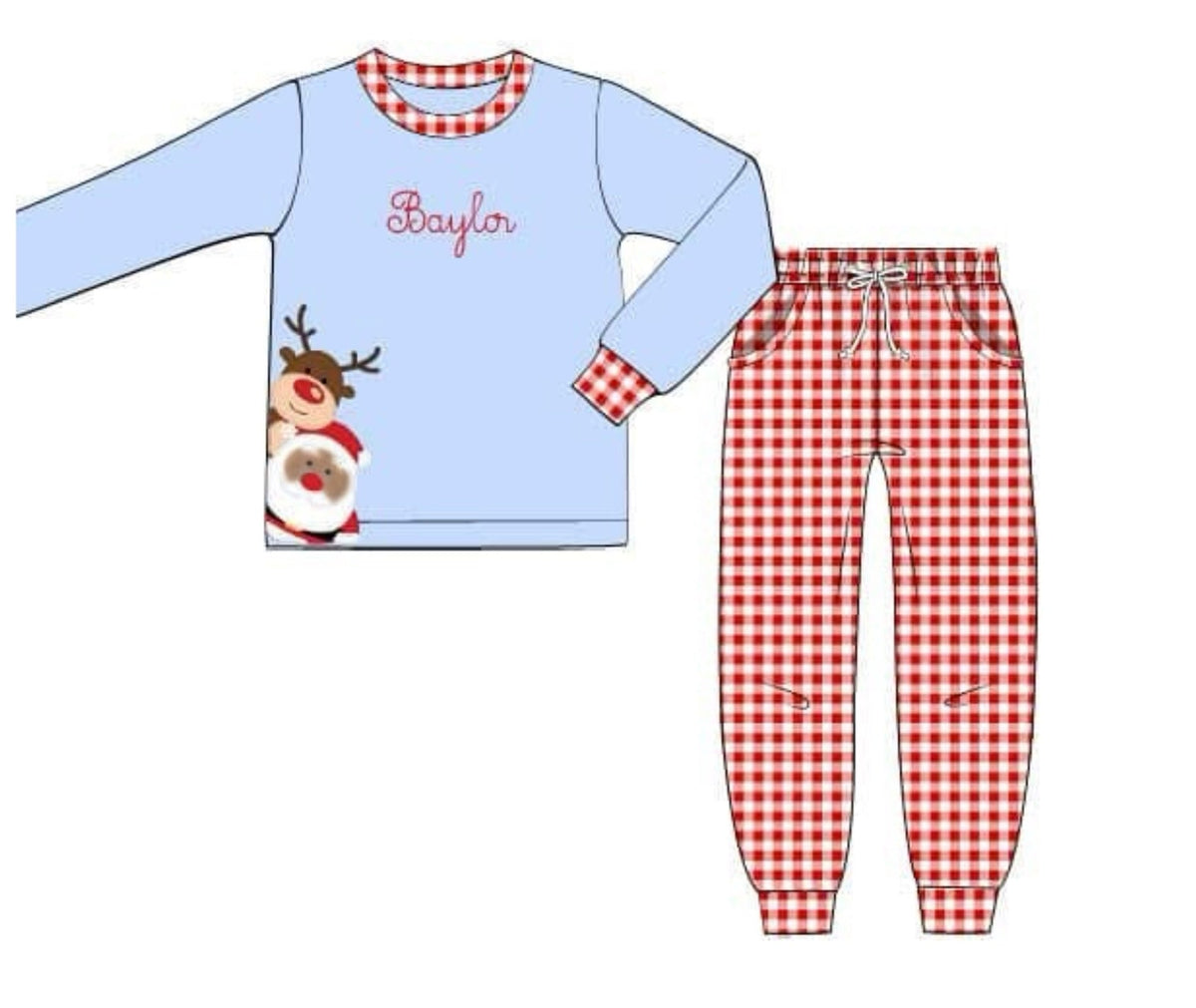 PO54 Santa & Rudolph Jogger Set Brown Santa