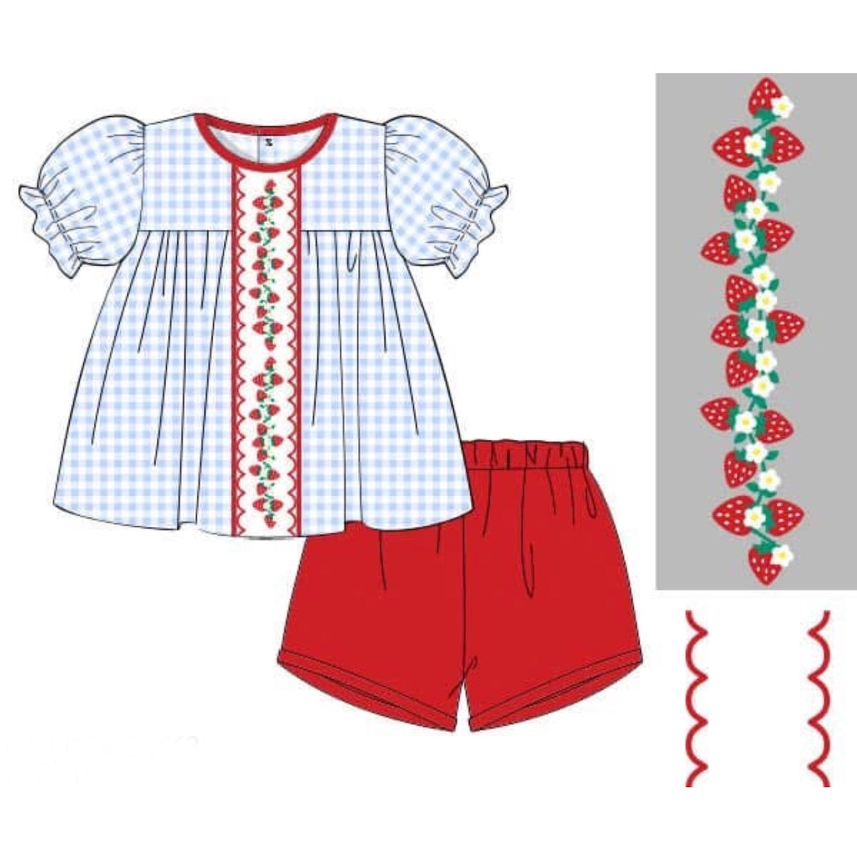 PO46 Strawberry Patch Girl Short Set