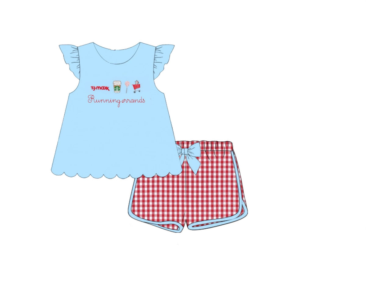 PO58 French Knot Running Errands Girl Short Set