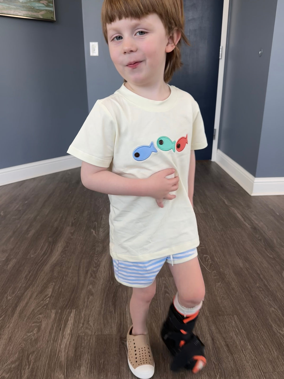 Appliqué Fishies Shorts Set
