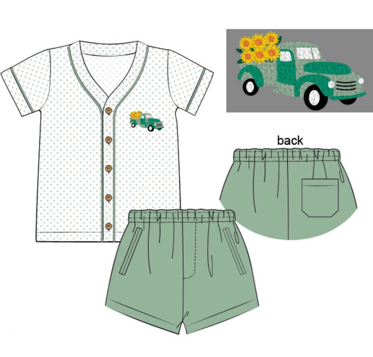 PO51 Sunflower Fields Short Set