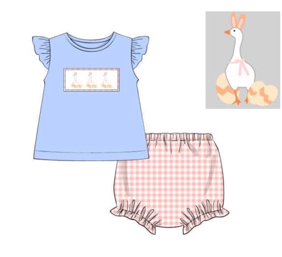 Smocked Easter Goose Bloomer Set