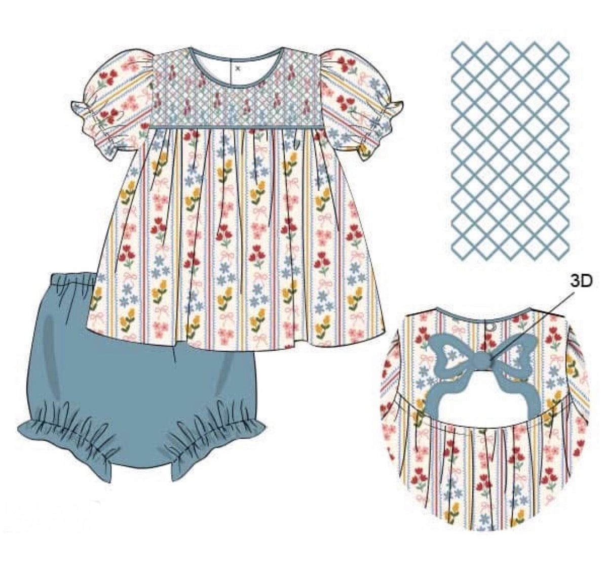PO51 Fall Floral & Gingham Bloomer Set