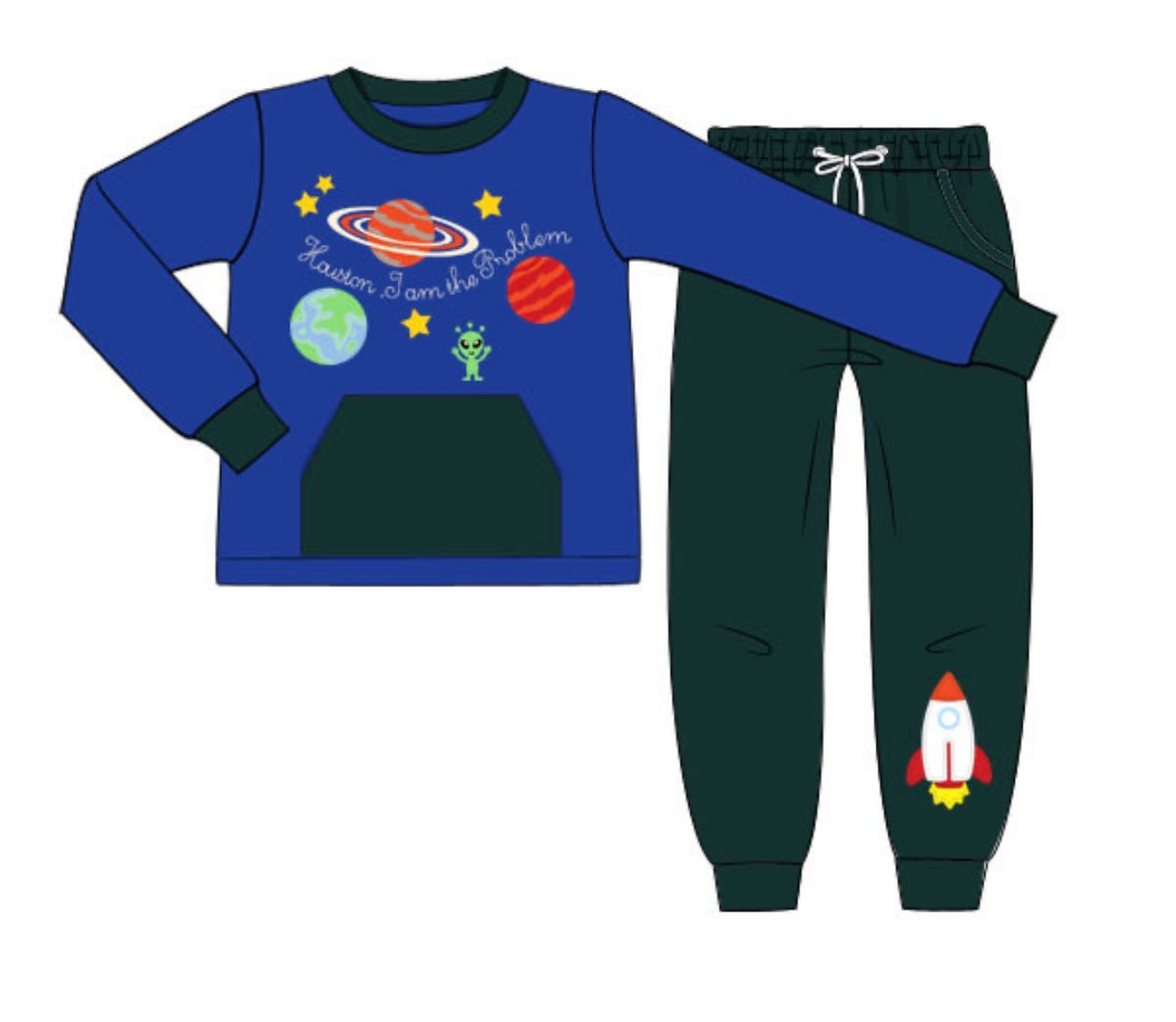 PO56 To the Moon and Back Boy Pant Set